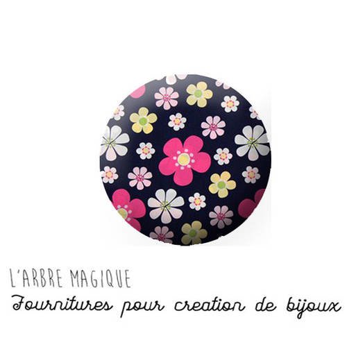2 cabochons à coller fleurs flower en verre 14 mm - ref 1224 