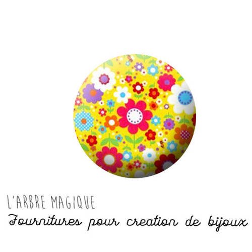 2 cabochons à coller fleurs flower verre 18 mm - ref 1223 
