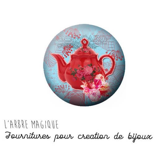 2 cabochons à coller théière en verre 20 mm - ref 1219 