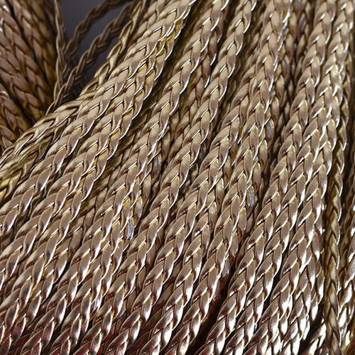 Cordon simili cuir, cordon plat tressé couleur doré 5x2 mm vendu au mètre 