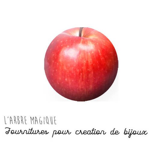 2 cabochons à coller pomme en verre 20 mm - ref 1185 
