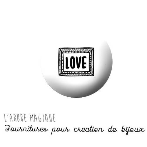2 cabochons à coller love message amour  en verre 16 mm - ref 708 