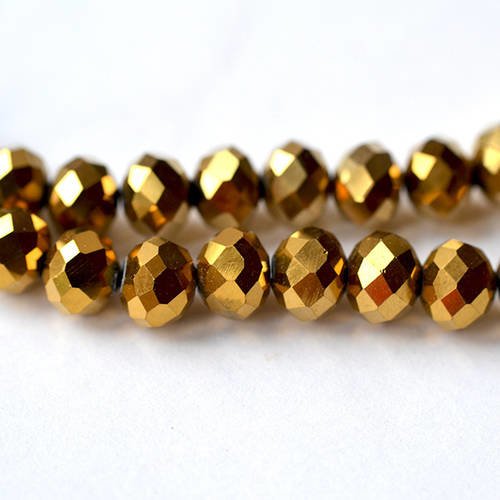 10 perles ovales à facette dimension 8x4 mm doré 
