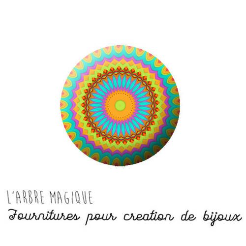 2 cabochons à coller mandala mantra en verre 18 mm - ref 1199 