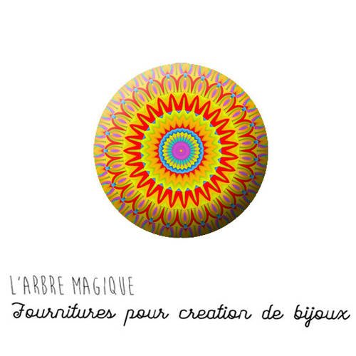 Cabochon à coller mandala mantra en verre 25 mm - ref 1211 