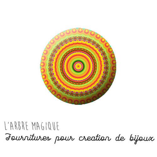 Cabochon à coller mandala mantra en verre 25 mm - ref 1209 