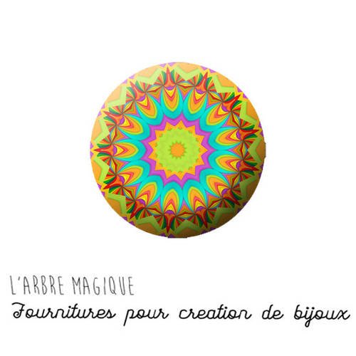 Cabochon à coller mandala mantra en verre 25 mm - ref 1208 