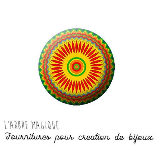 Cabochon à coller mandala mantra en verre 25 mm - ref 1200 