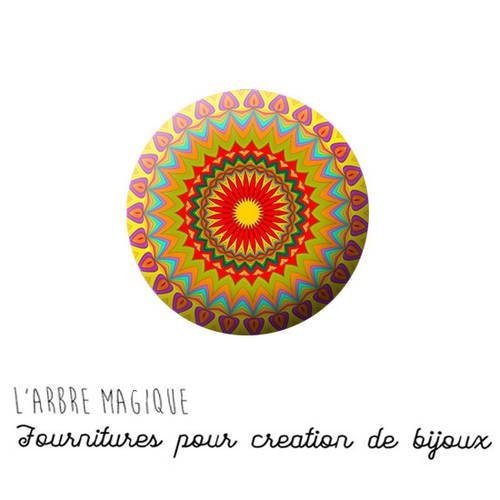 Cabochon à coller mandala mantra en verre 25 mm - ref 1195 