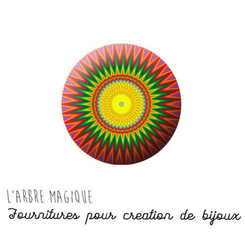 Cabochon à coller mandala mantra en verre 25 mm - ref 1194 