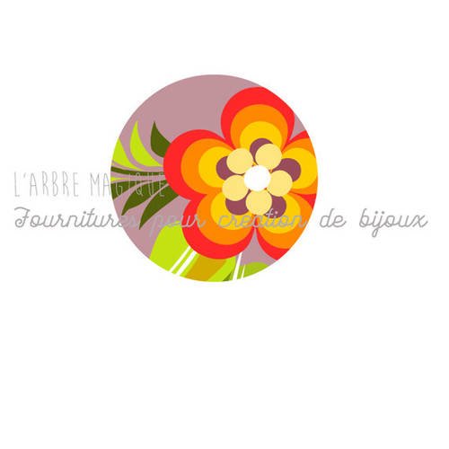 Resine epoxy 25 mm cabochon à coller fleur  n589