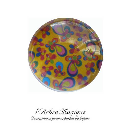 Resine epoxy 25 mm cabochon à coller fleur  - n20