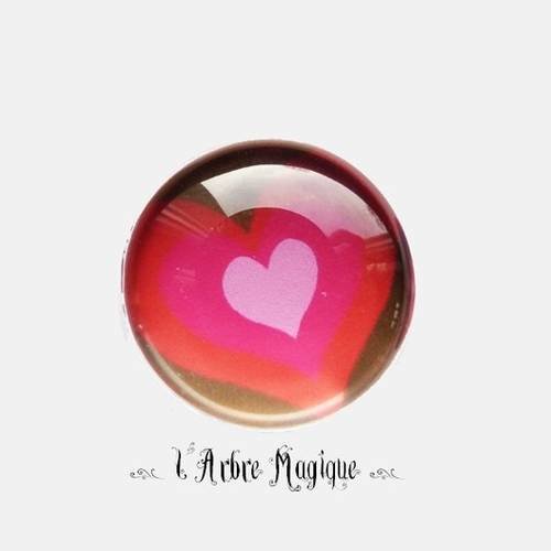 2 cabochons à coller love amour cœur message  en verre 16 mm - n140
