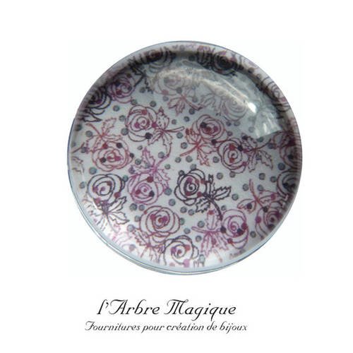 2 cabochons à coller fleurs  en verre 14 mm - n24