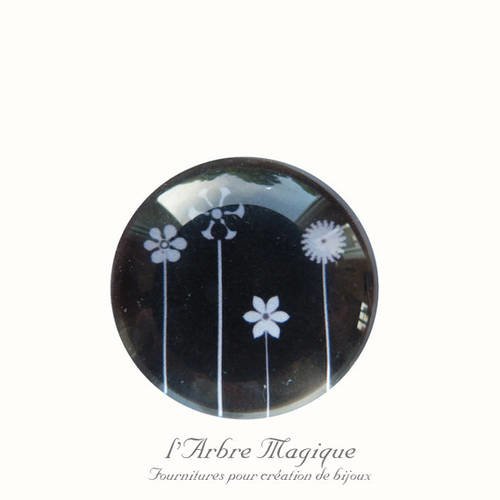 2 cabochons à coller fleurs  en verre 14 mm - n17