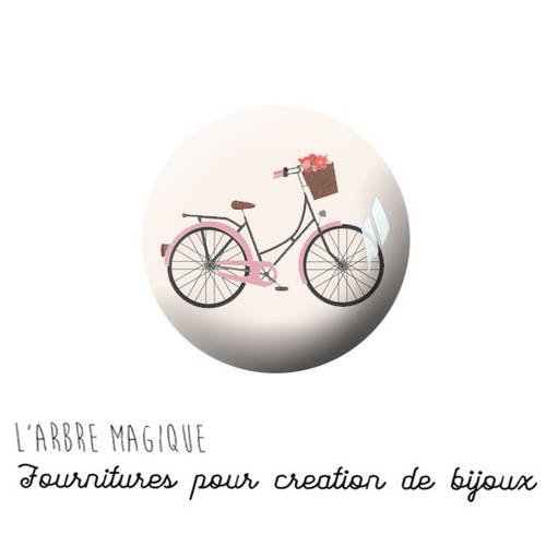 Cabochon à coller thème vélo bicyclette rose beige vert - ref 678 en verre 