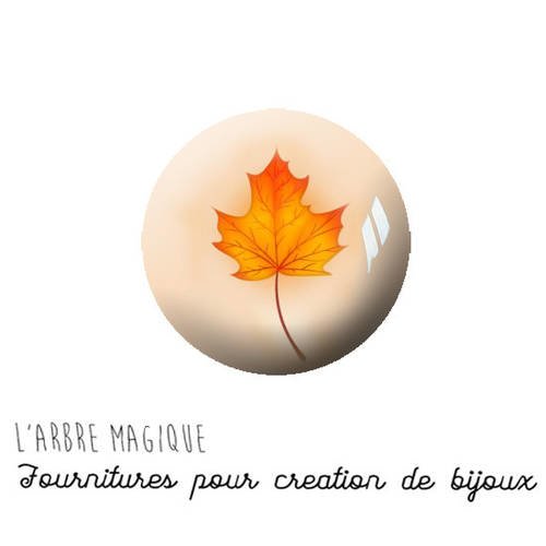 Cabochon à coller thème automne feuille arbre verre 25 mm - ref 1092 