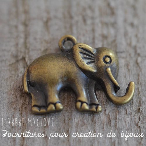 Breloque eléphant et son petit métal bronze 27x21 mm 