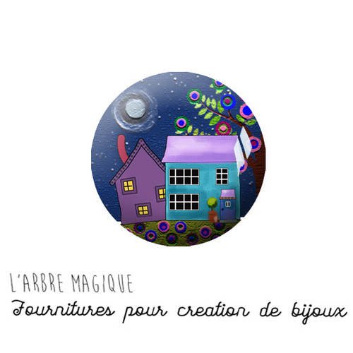 Cabochon à coller thème maison home couleurs multicouleur - ref 1072 en verre 