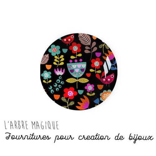 Fleur floral multicouleur 2 cabochons fantaisie en verre ref1061-18 mm 