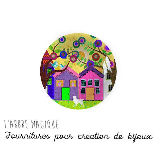 Cabochon à coller thème maison home couleurs multicouleur - ref 1039 en verre 