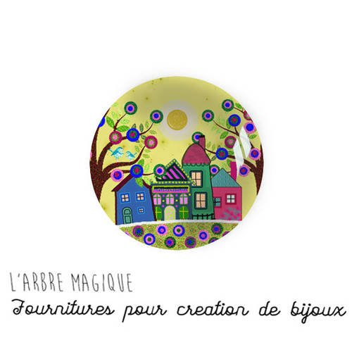Cabochon à coller thème maison home couleurs multicouleur - ref 1038 en verre 