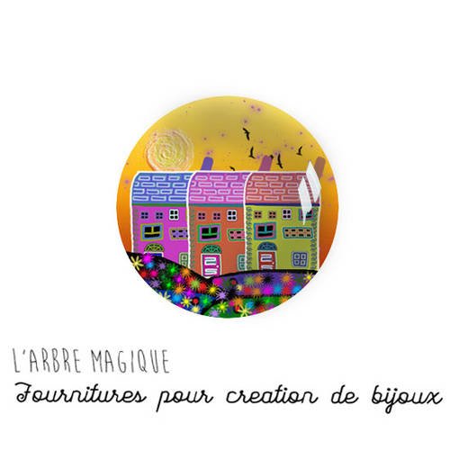 Cabochon à coller thème maison home couleurs multicouleur - ref 1034 en verre 