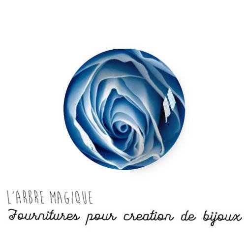 Cabochon à coller thème rose bleu verre 25 mm - ref 1003 