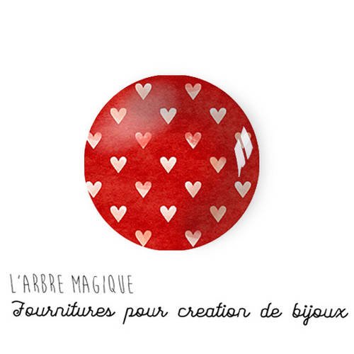Coeur rouge 2 cabochons fantaisie en verre ref993-18 mm thème message love 
