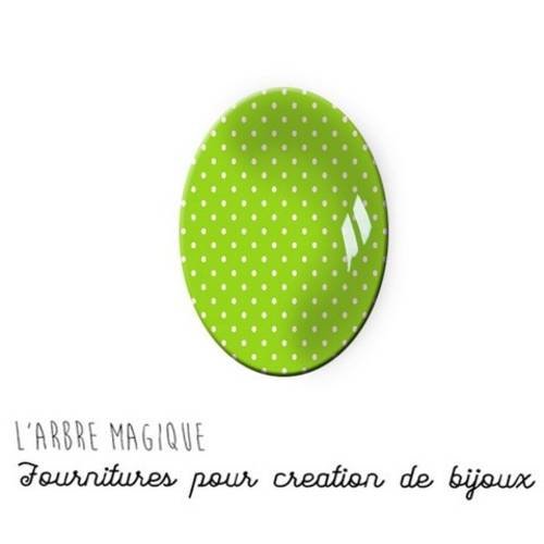 Petit pois vert anis cabochon à coller 18x25 mm en verre 