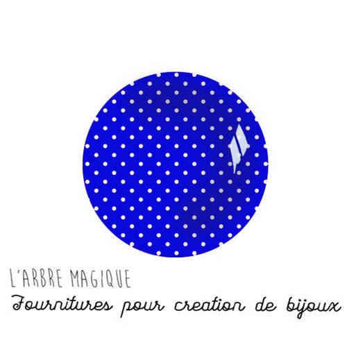 Bleu marine à pois blanc 2 cabochons fantaisie en verre ref1-18 mm thème divers note clé de sol 