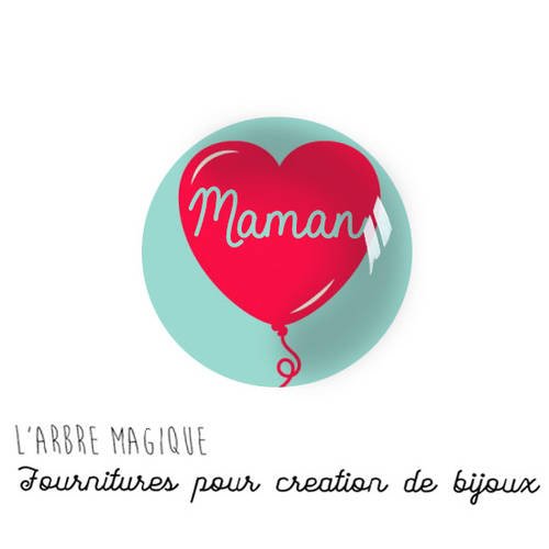 Maman 2 cabochons fantaisie en verre ref1-18 mm thème love message maman 