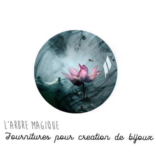 Lotus 2 cabochons à coller en verre 18 mm theme nature fleur gris rose 843 