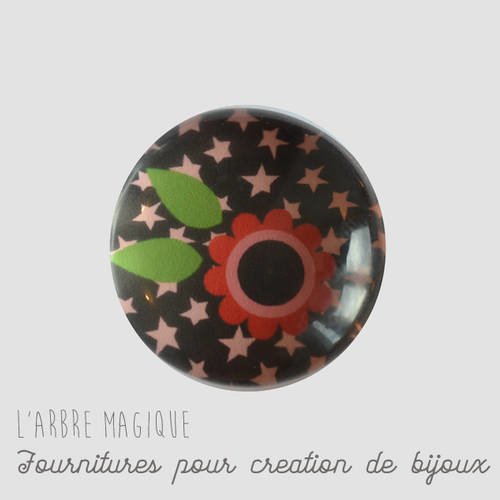 2 cabochons fantaisie en verre ref1-18 mm thème fleurs floral 