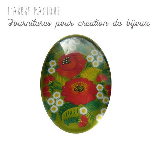 Cabochon fantaisie 18x25 mm fleurs *réalisation artisanale" 1825c567 