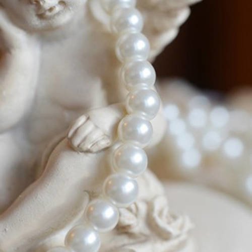10 perles en verre nacrée ivoire dimension 6 mm 