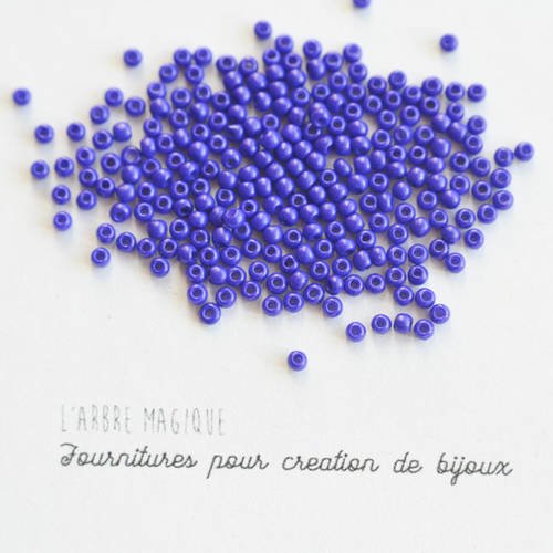 10g rocaille bleu électrique opaque plus ou moins 1200 perles 2 mm 