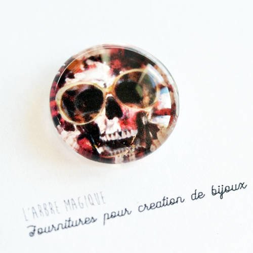 Cabochon fantaisie 25 mm tête de mort *réalisation artisanale" ref 563 