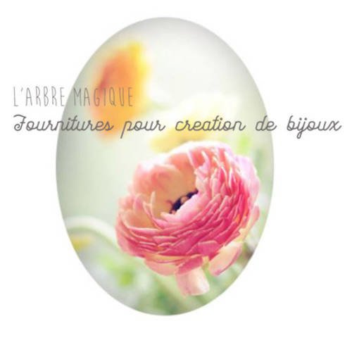 Cabochon fantaisie 18x25 mm fleur *réalisation artisanale" 1825c517 