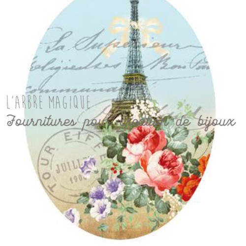 Cabochon fantaisie 18x25 mm paris  *réalisation artisanale" 1825c483 