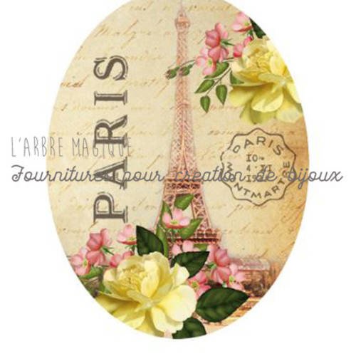 Cabochon fantaisie 18x25 mm paris  *réalisation artisanale" 1825c475 