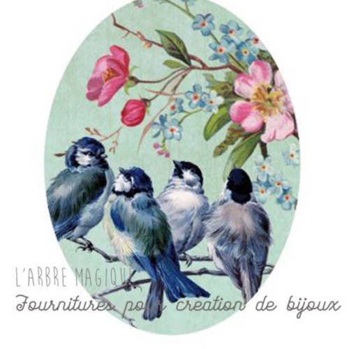 Cabochon fantaisie 18x25 mm oiseaux  *réalisation artisanale" 1825c467 