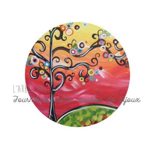 Cabochon fantaisie 25 mm arbre *réalisation artisanale" ref 433 