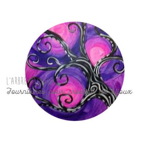 Cabochon fantaisie 25 mm arbre *réalisation artisanale" ref 429 