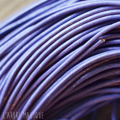 1 mètre de cordon cuir couleur violet 2 mm 