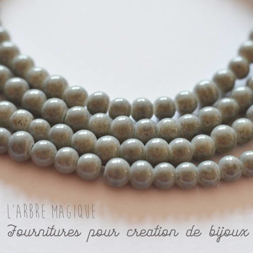 Perles en verre couleur gris opaque diamètre 4 mm vendu par 10 