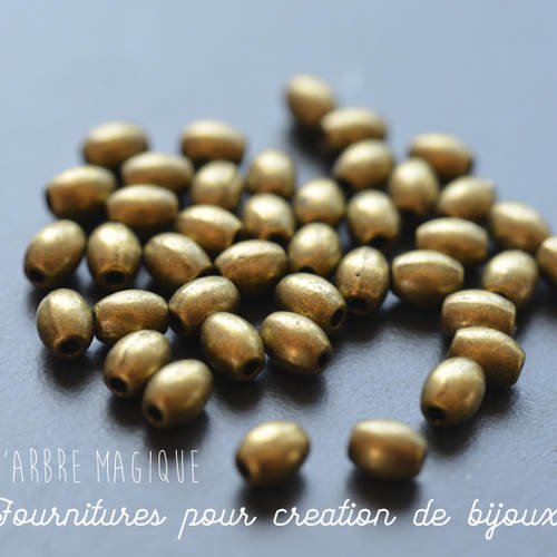 10 perles intercalaires ovales en métal bronze "grain de riz" 4x5 mm 
