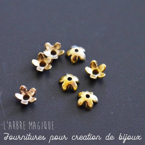 10 mini coupelles forme fleur métal doré dimension 5 mm 