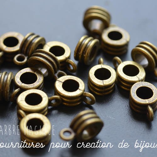 4 perles métal bronze connecteur 12.5x8.5 mm breloques et perles ref4 