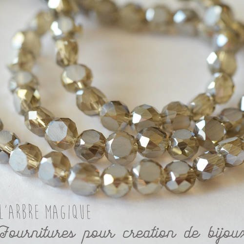 Perles en verre semi ronde à facette couleur champagne 5 mm 